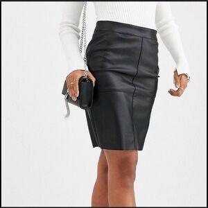Halogen Black Leather Skirt